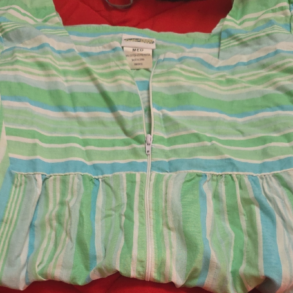 Striped Green and Blue Women's Robe